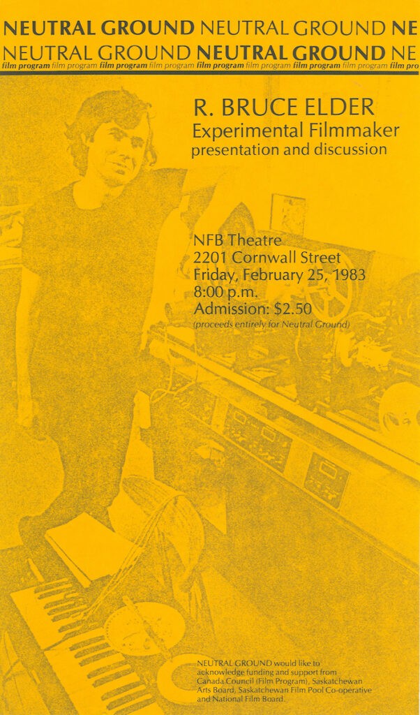 R. Bruce Elder Presentation & Discussion 
R. Bruce Elder
February 25, 1983
Presentation & discussion: Friday, February 25, 8:00pm