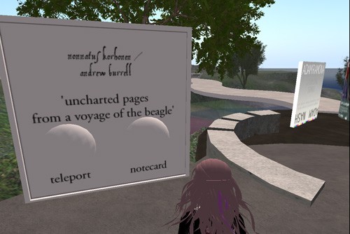 In-world launch, Odyssey SIM
November 22, 2008
uncharted pages from a voyage of the beagle
nonnatus korhonen / andrew burrell